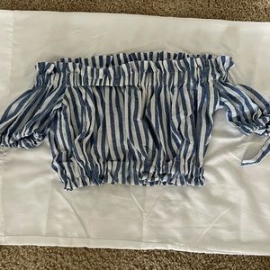 Striped Off the Shoulder Crop Top
